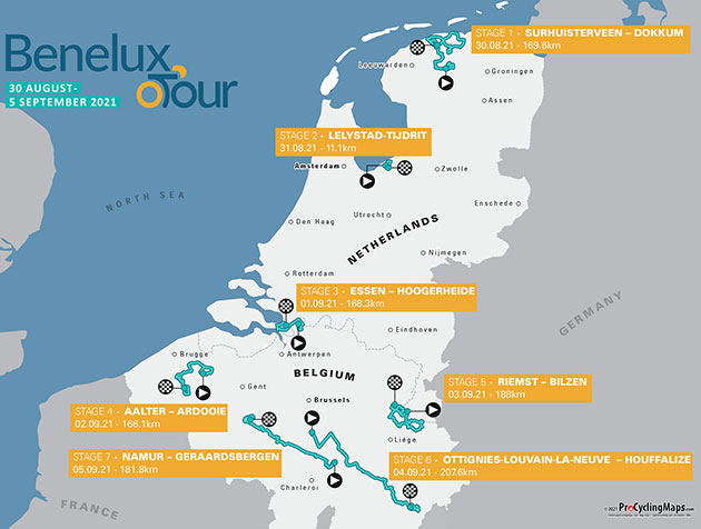 2021 Benelux Tour map